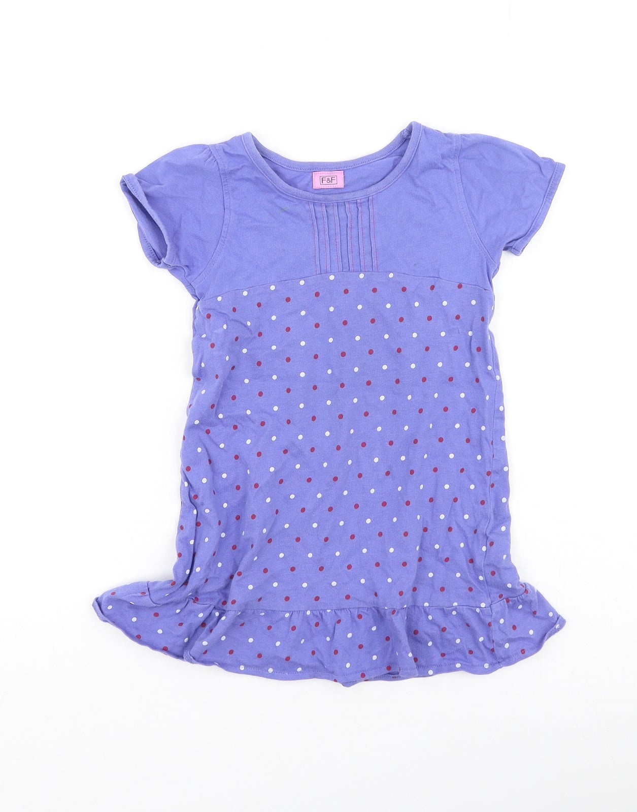 F&F Girls Purple  Cotton Fit & Flare  Size 6-7 Years  Round Neck