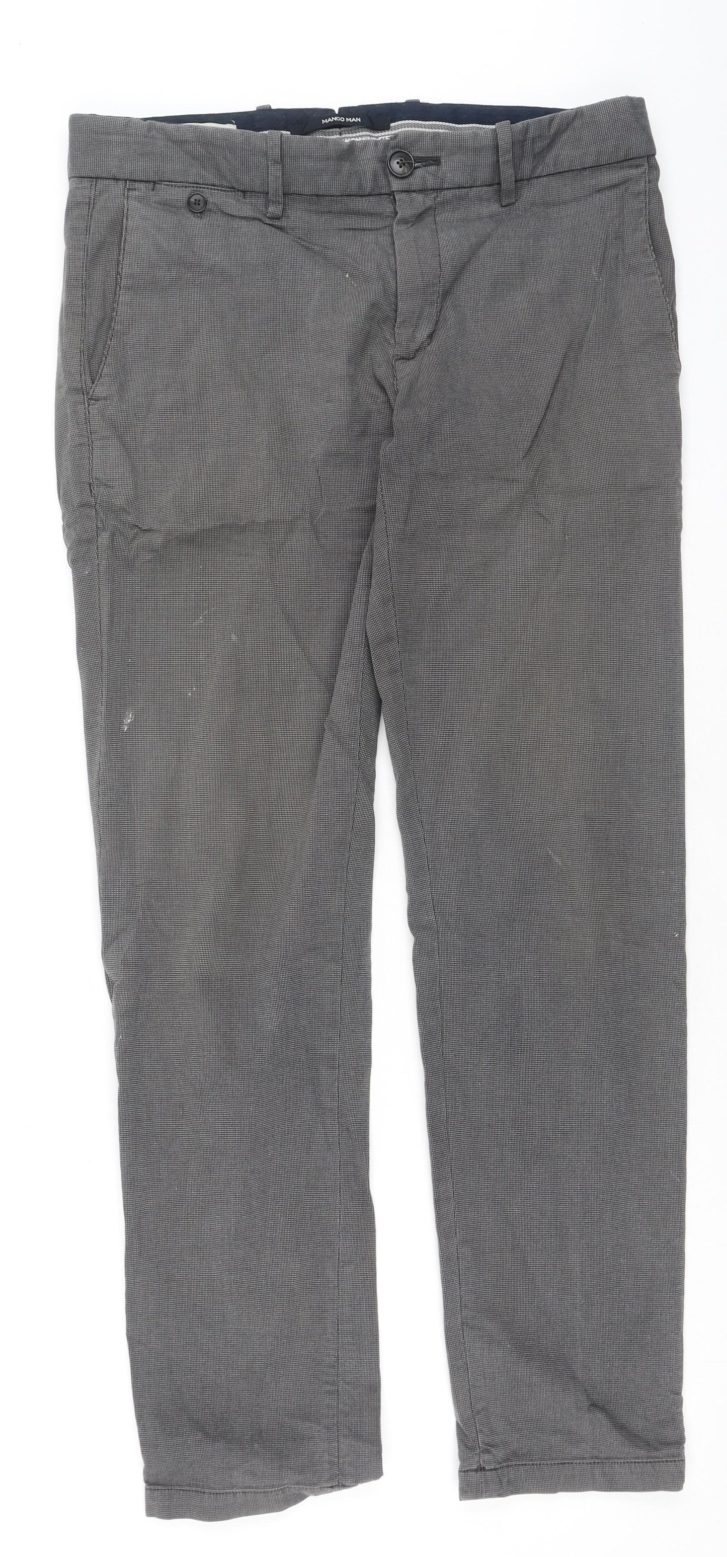 Mango Mens Grey  Cotton Trousers  Size 42 L27 in Regular