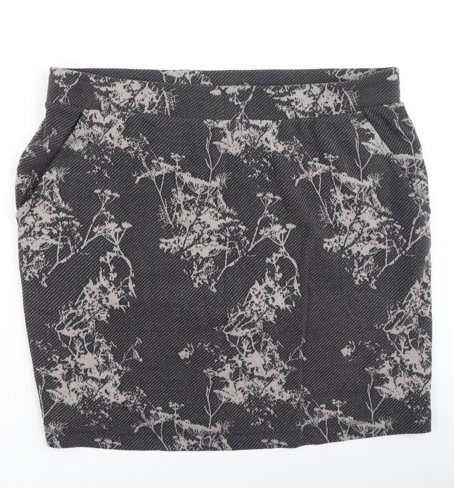 White Stuff Womens Grey Floral Cotton Mini Skirt Size 20