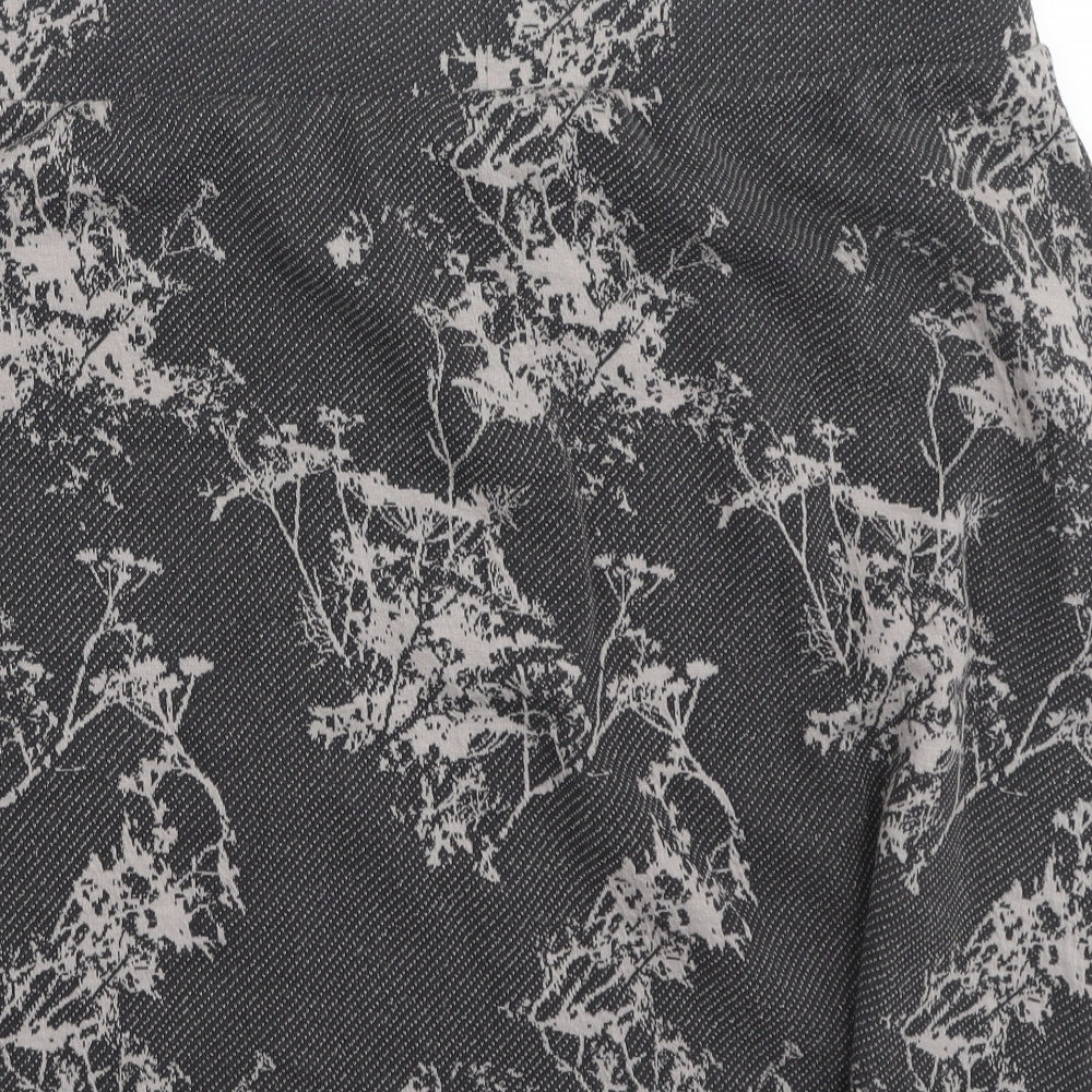 White Stuff Womens Grey Floral Cotton Mini Skirt Size 20