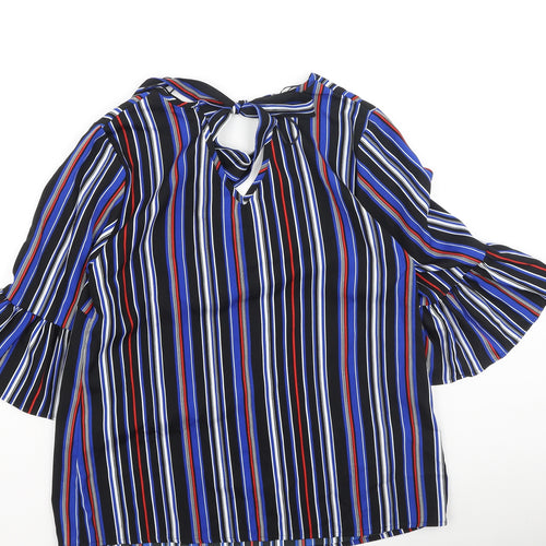 Papaya Womens Multicoloured Striped Polyester Basic Blouse Size 12 V-Neck