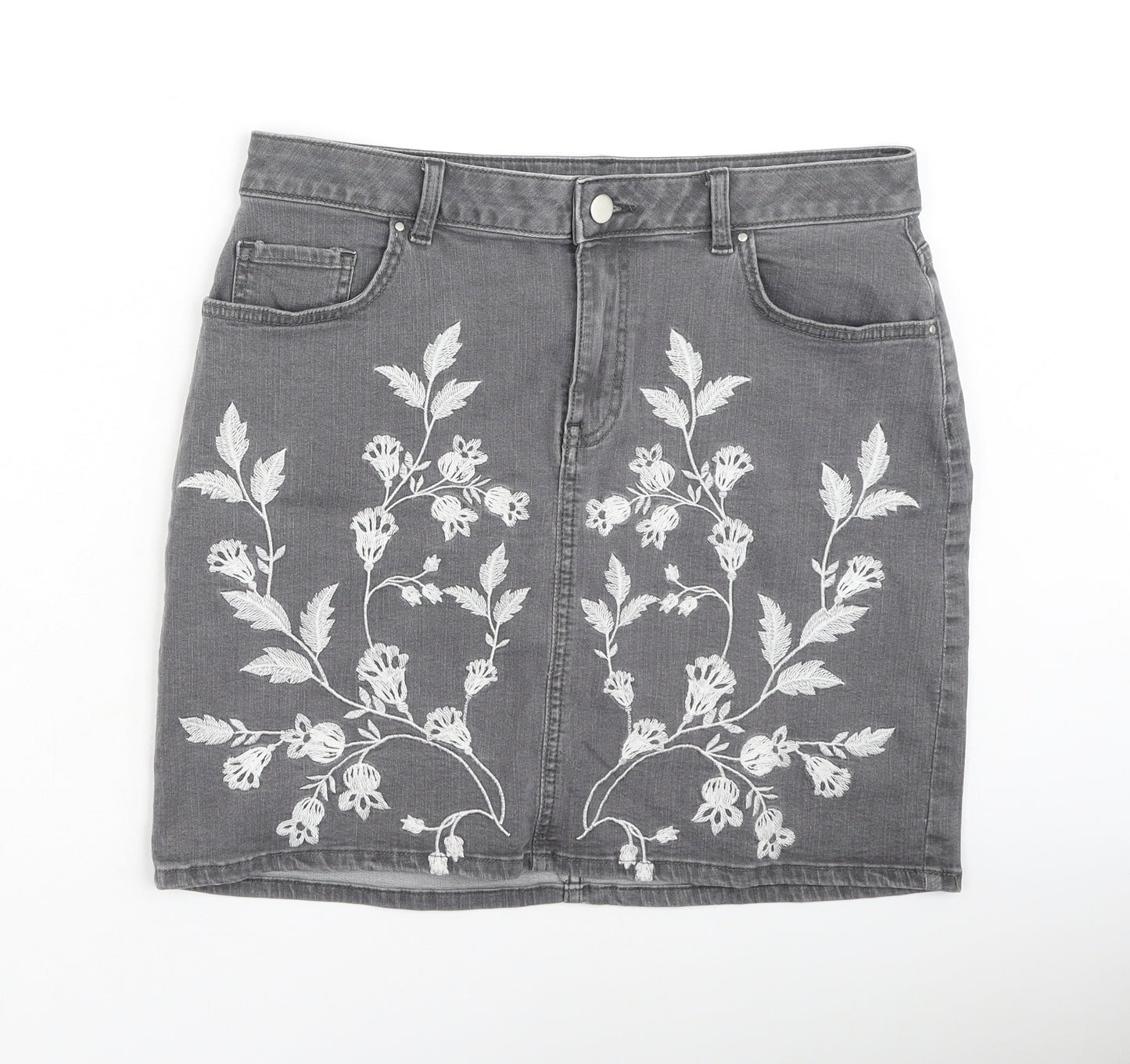 TU Womens Grey  Cotton Mini Skirt Size 12