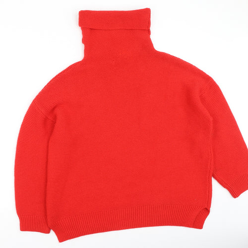 Yida Womens Red Roll Neck  Acrylic Pullover Jumper Size XL