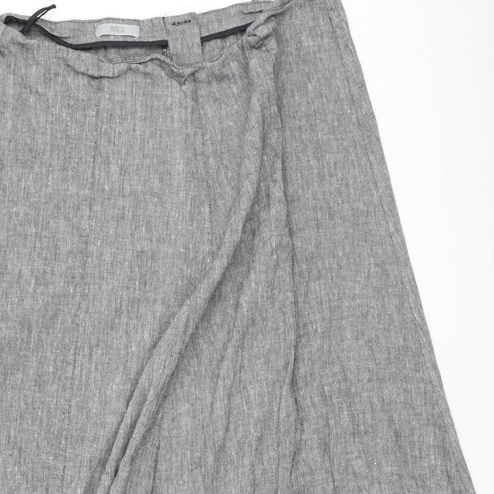 Marks and Spencer Womens Grey  Linen Maxi Skirt Size 18