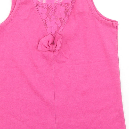 B&Q Girls Pink  Cotton Basic Tank Size 12 Years Round Neck