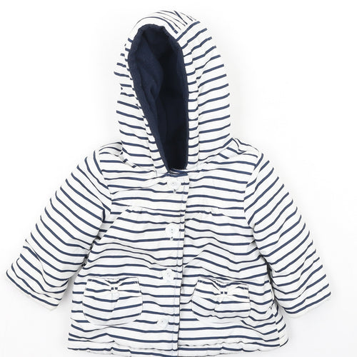 George  Baby Ivory Striped  Basic Coat Coatigan Size 6-9 Months
