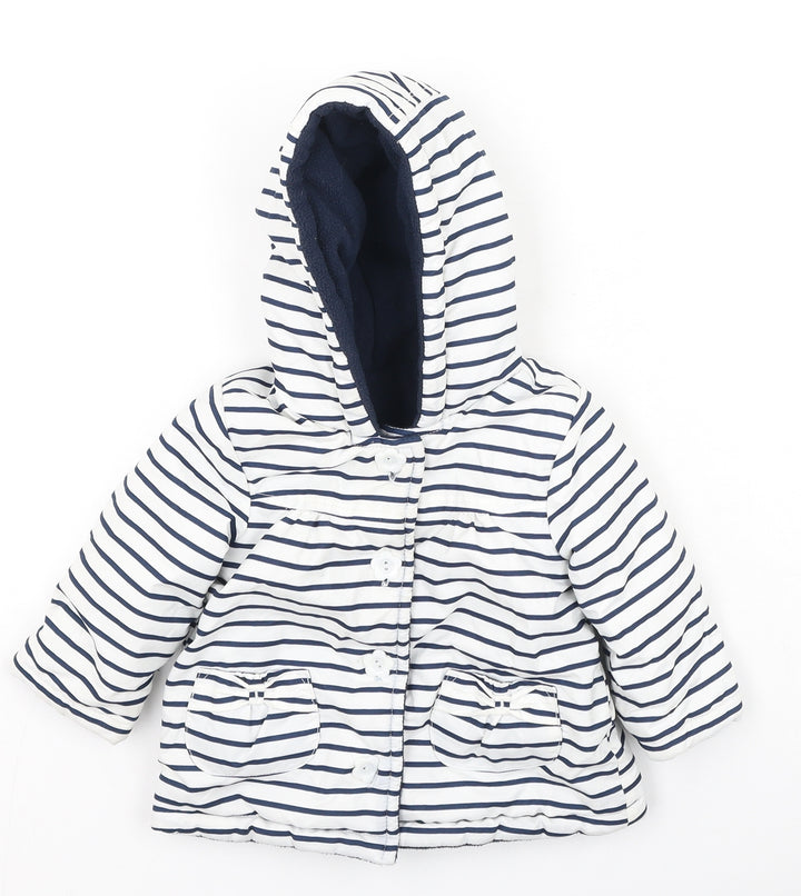 George  Baby Ivory Striped  Basic Coat Coatigan Size 6-9 Months