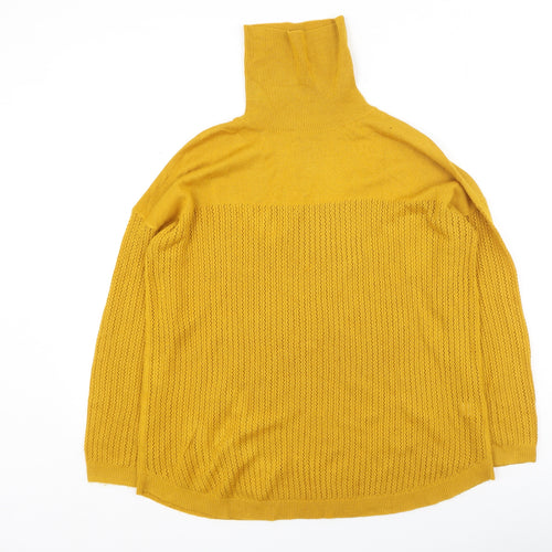 TU Womens Yellow High Neck  Acrylic Pullover Jumper Size 10