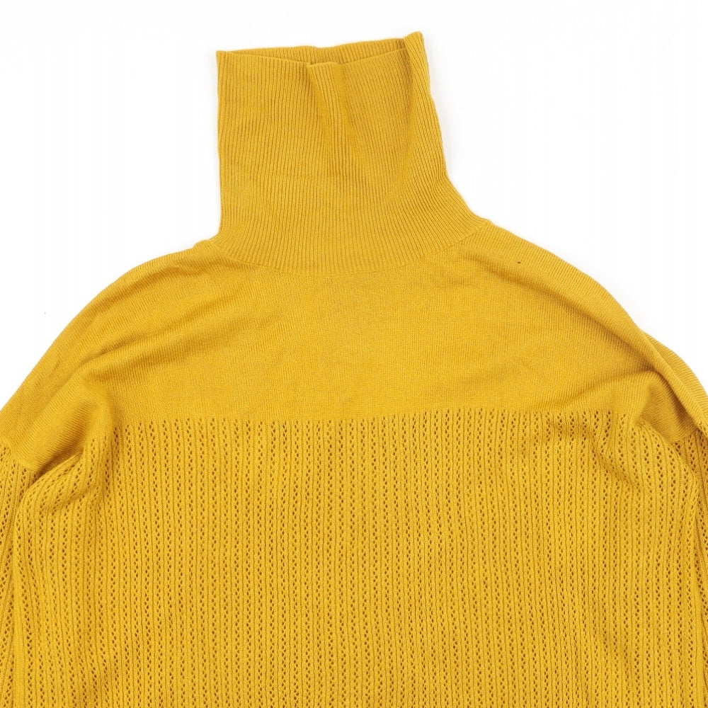 TU Womens Yellow High Neck  Acrylic Pullover Jumper Size 10
