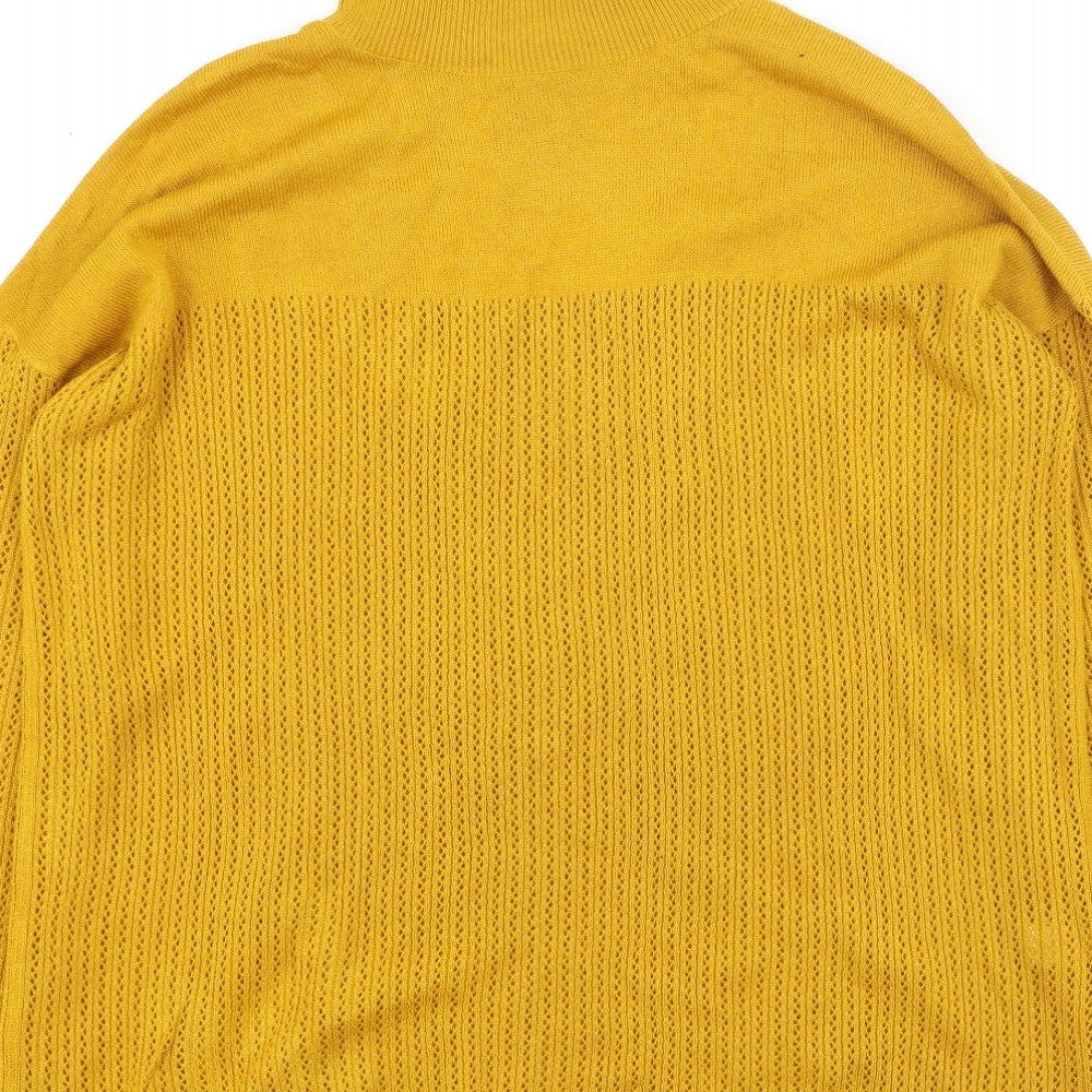 TU Womens Yellow High Neck  Acrylic Pullover Jumper Size 10