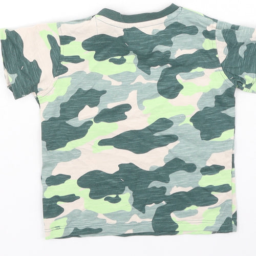 Marks and Spencer Boys Green Camouflage Cotton Basic Casual Size 6-9 Months Round Neck
