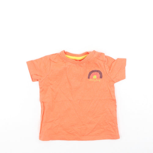 F&F Boys Orange  Cotton Basic Casual Size 3-6 Months Round Neck