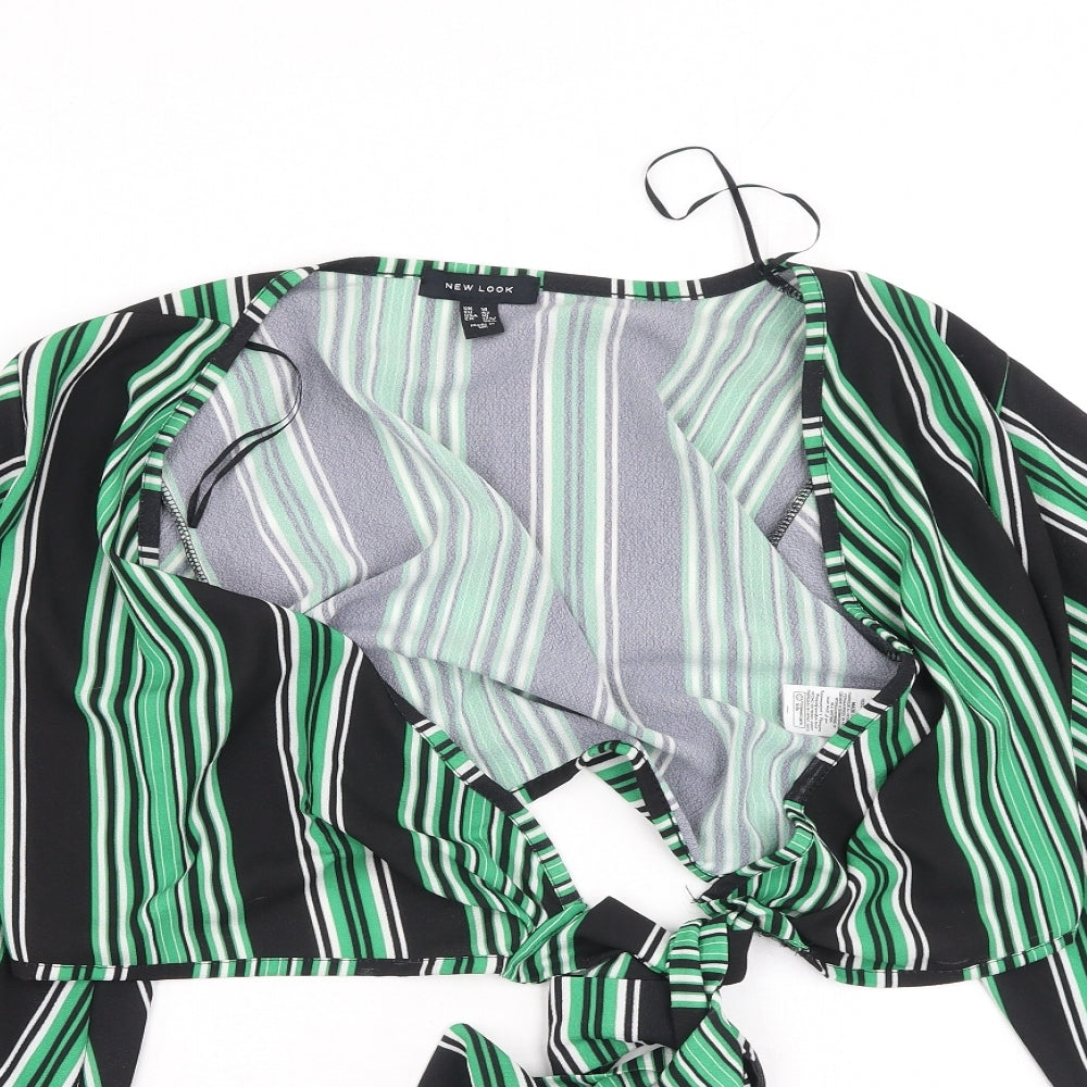 New Look Womens Multicoloured Striped Polyester Camisole Blouse Size 14 V-Neck