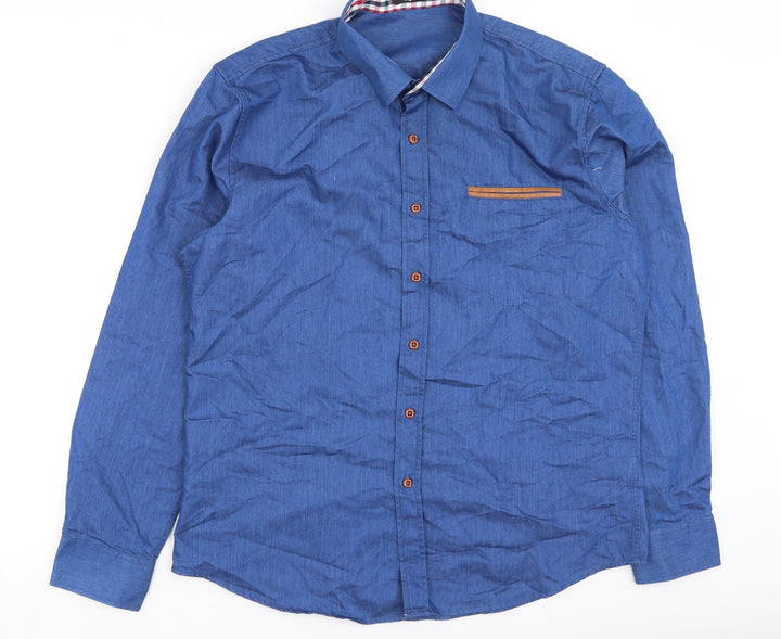 Coofandy Mens Blue  Cotton  Button-Up Size M Collared