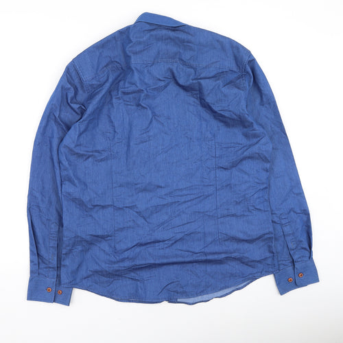 Coofandy Mens Blue  Cotton  Button-Up Size M Collared