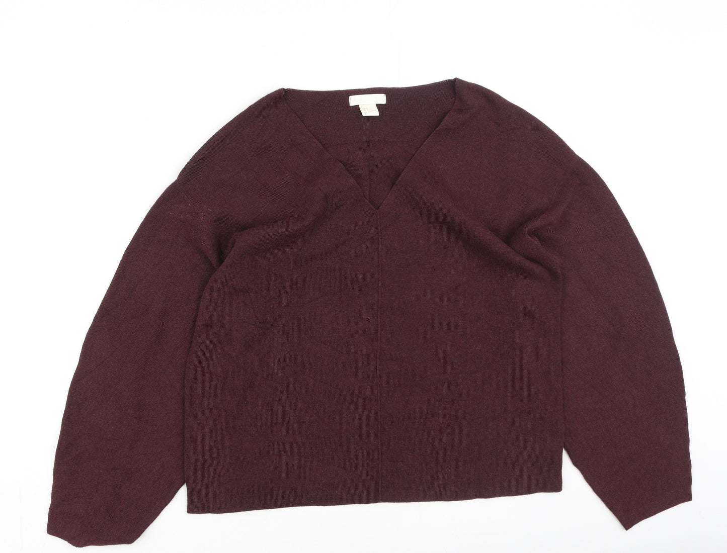 H&M Womens Purple V-Neck  Polyester Pullover Jumper Size M