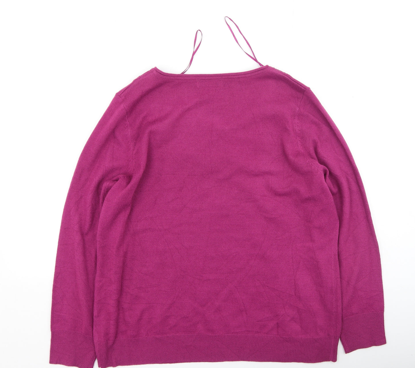 Per Una Womens Purple Round Neck  Acrylic Pullover Jumper Size 20