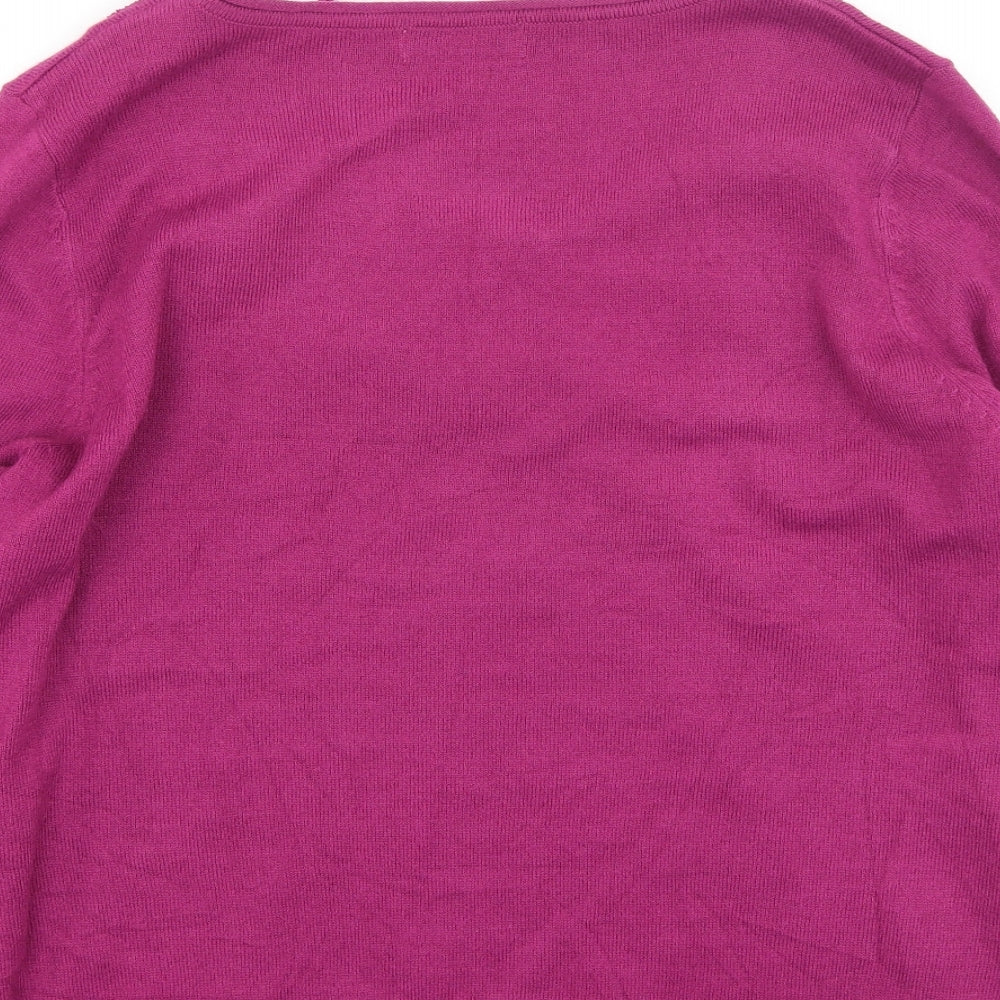 Per Una Womens Purple Round Neck  Acrylic Pullover Jumper Size 20