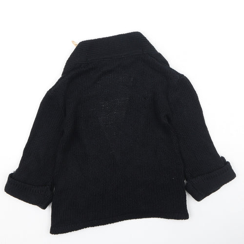 Preworn Girls Black V-Neck  Acrylic Cardigan Jumper Size 4-5 Years