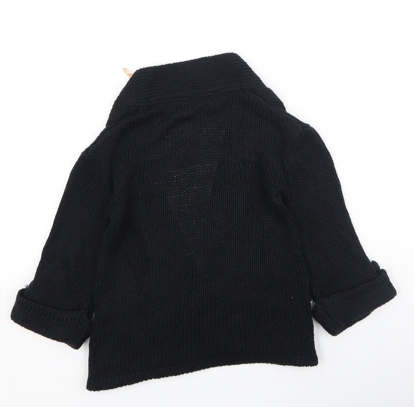 Preworn Girls Black V-Neck  Acrylic Cardigan Jumper Size 4-5 Years