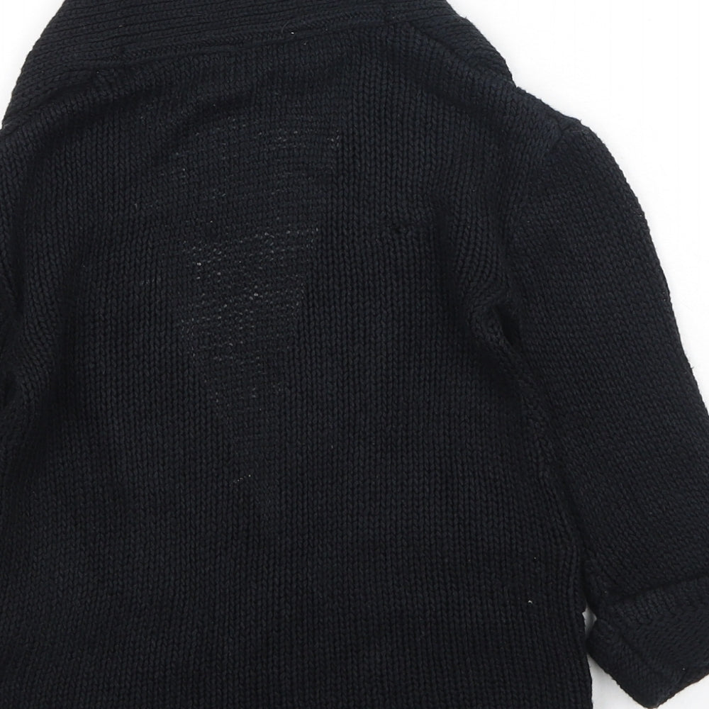 Preworn Girls Black V-Neck  Acrylic Cardigan Jumper Size 4-5 Years