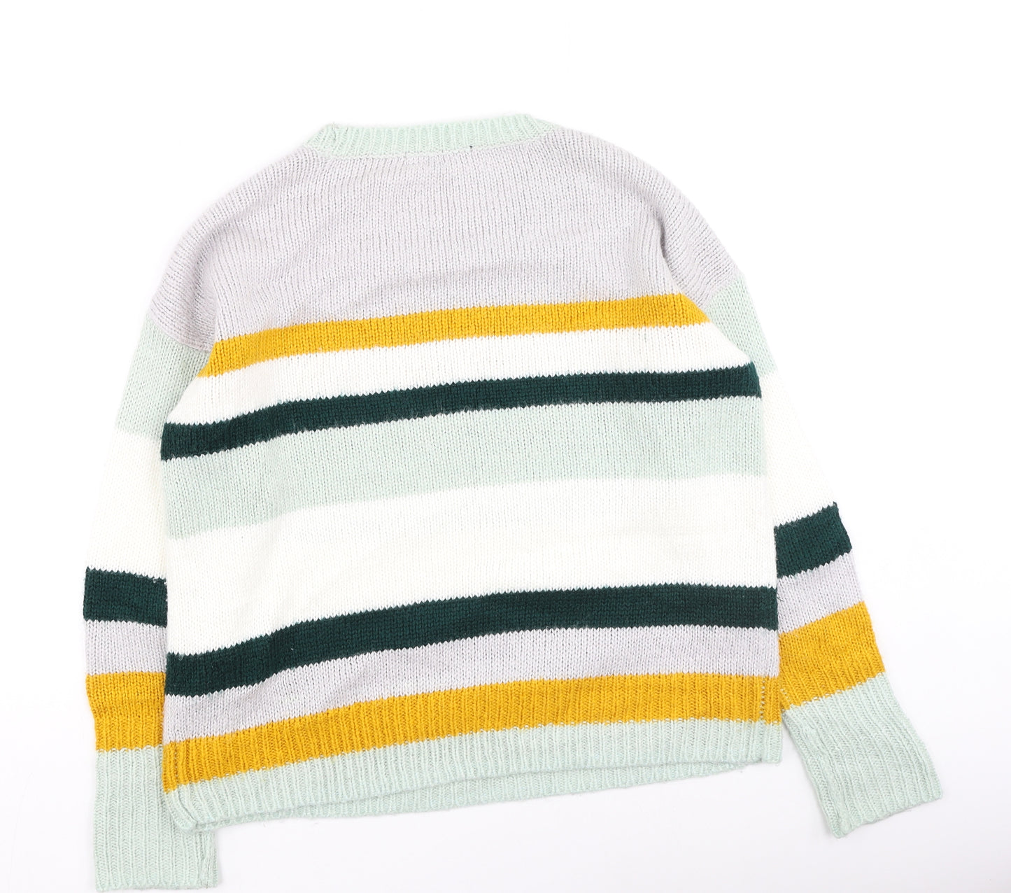 George  Womens Multicoloured Round Neck Striped Acrylic Pullover Jumper Size 12