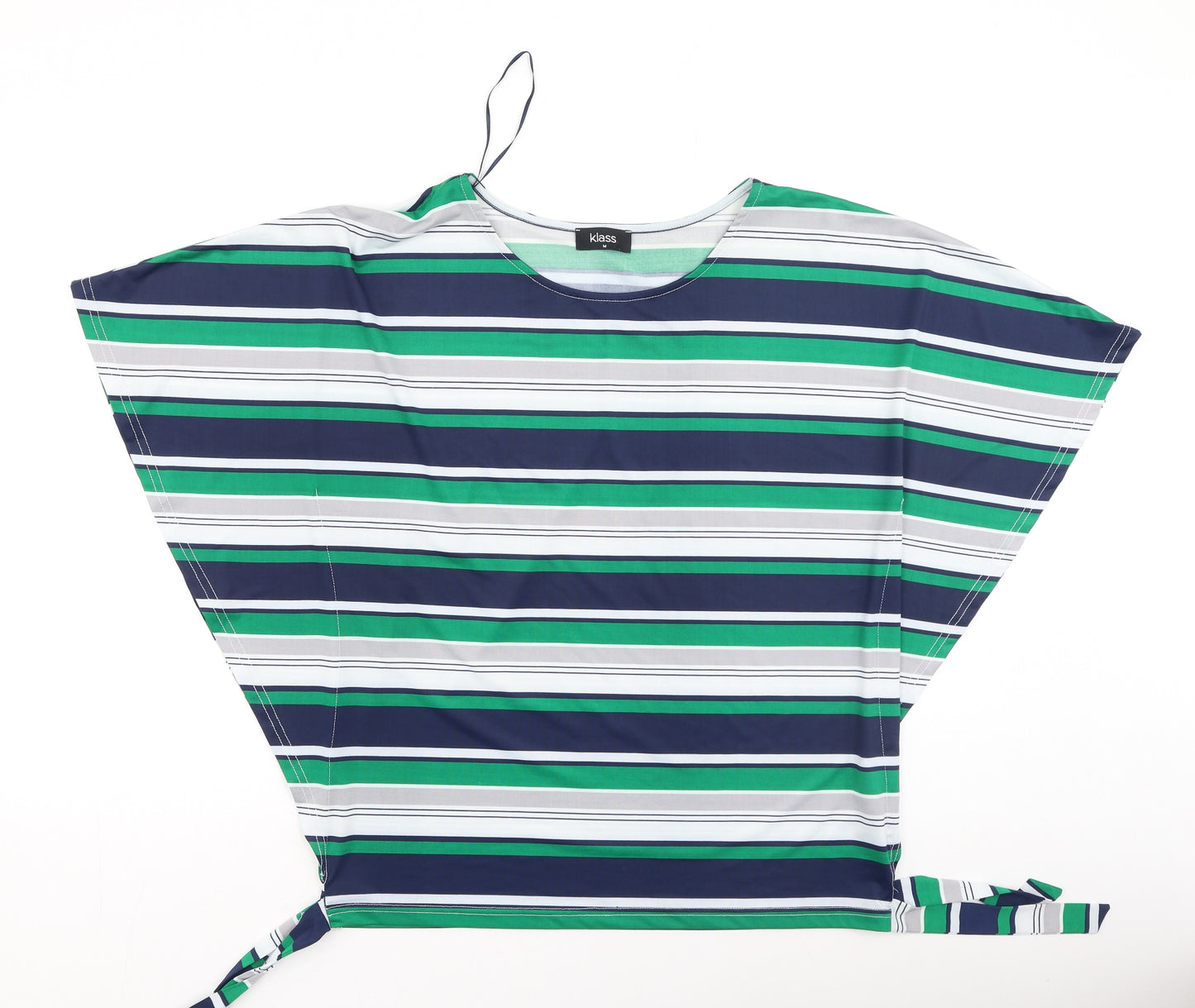 Klass Womens Multicoloured Striped Polyester Basic Blouse Size M Round Neck