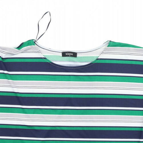 Klass Womens Multicoloured Striped Polyester Basic Blouse Size M Round Neck