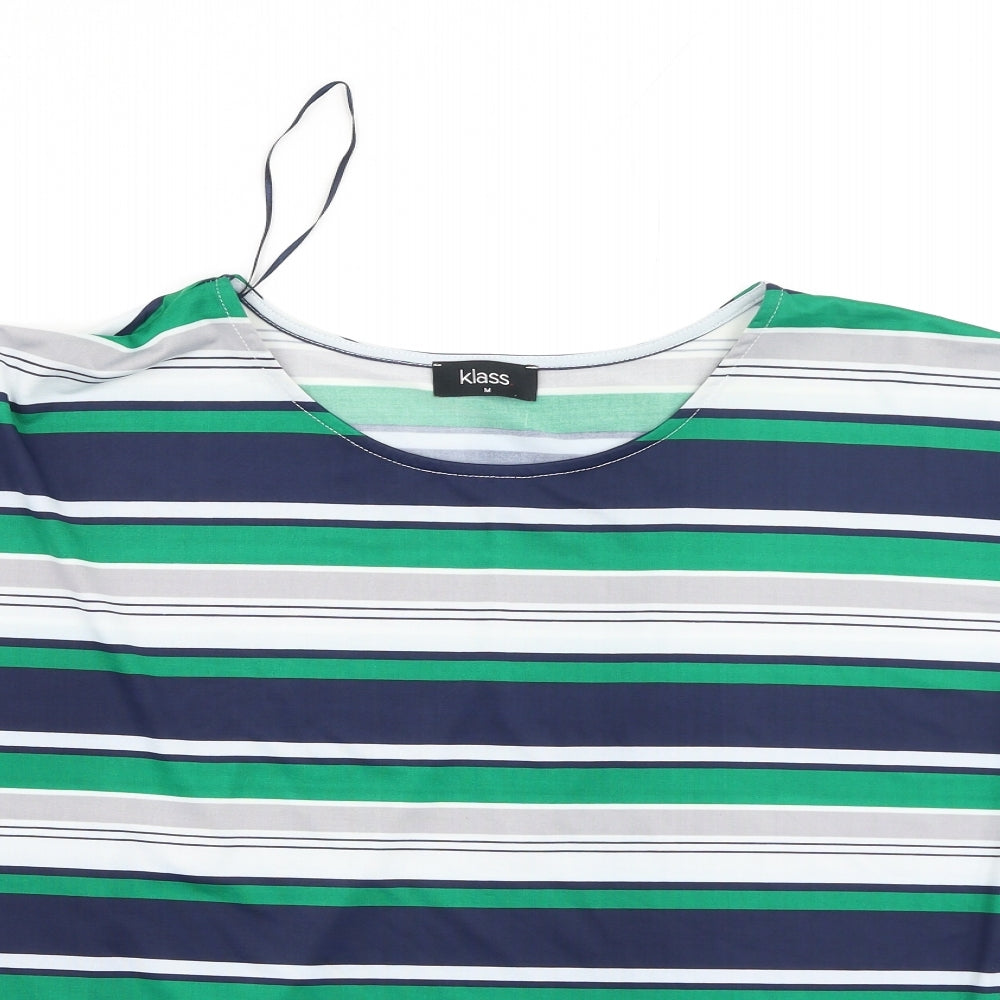 Klass Womens Multicoloured Striped Polyester Basic Blouse Size M Round Neck