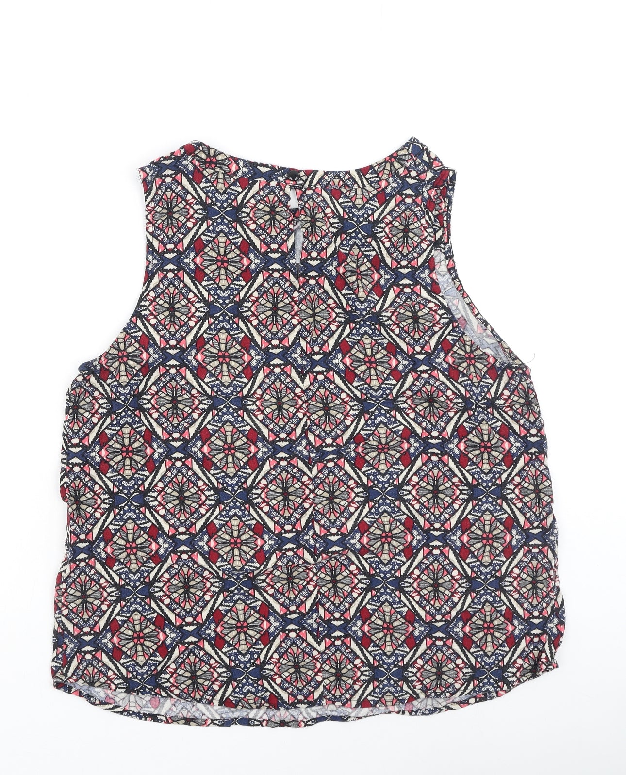 New Look Womens Multicoloured Geometric Viscose Camisole Tank Size 14 Round Neck