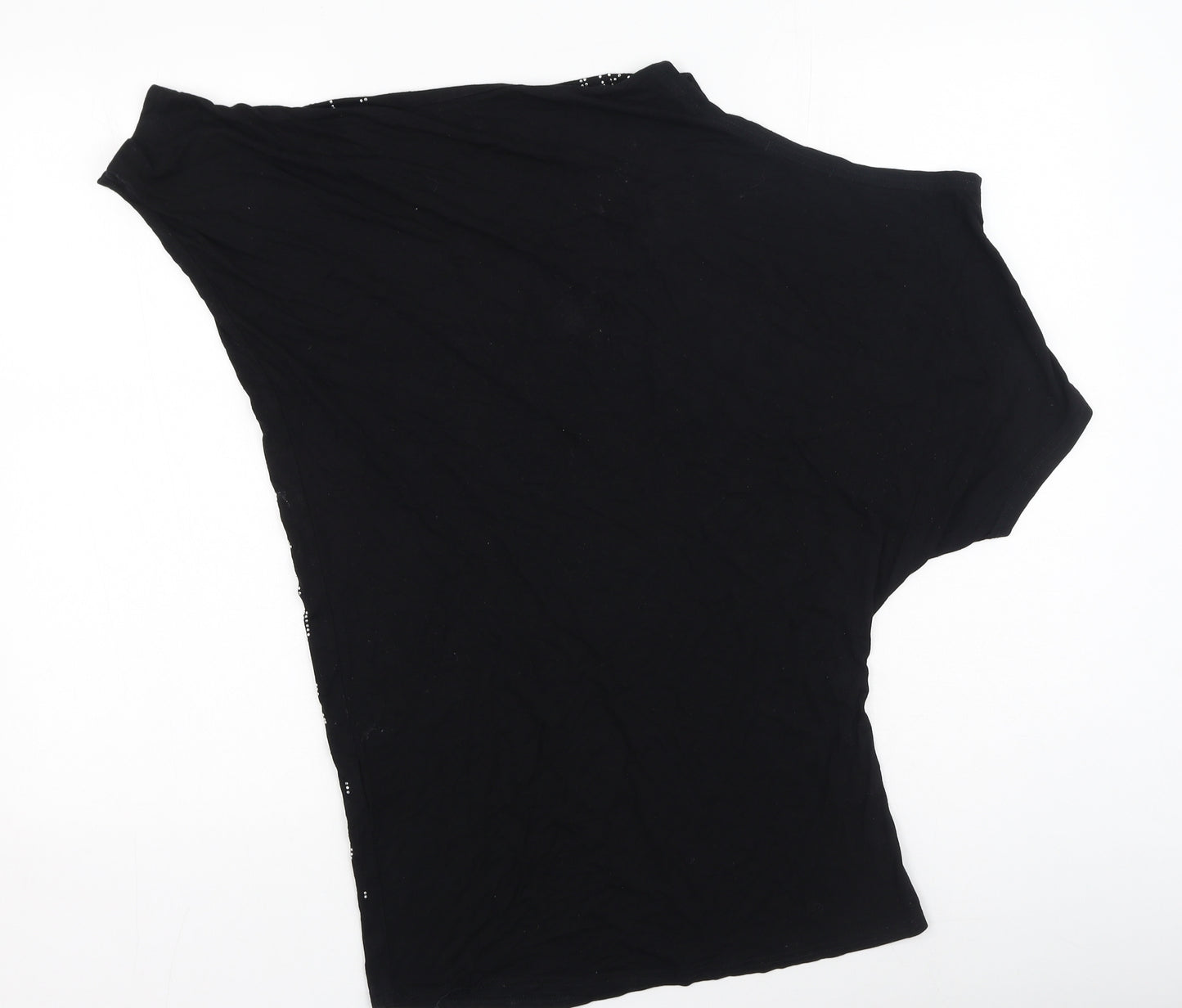 Annie Womens Black  Cotton Basic Blouse Size M Round Neck