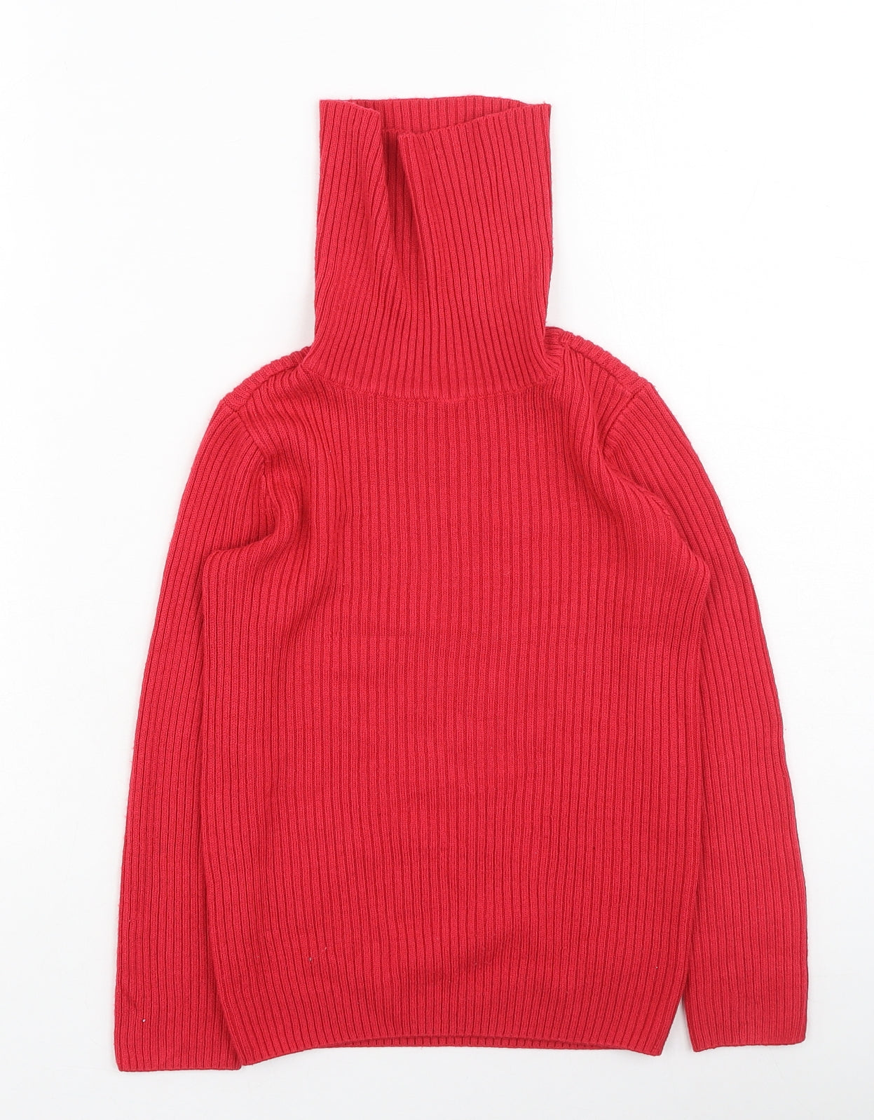 F&F Girls Red High Neck  Acrylic Pullover Jumper Size 6-7 Years