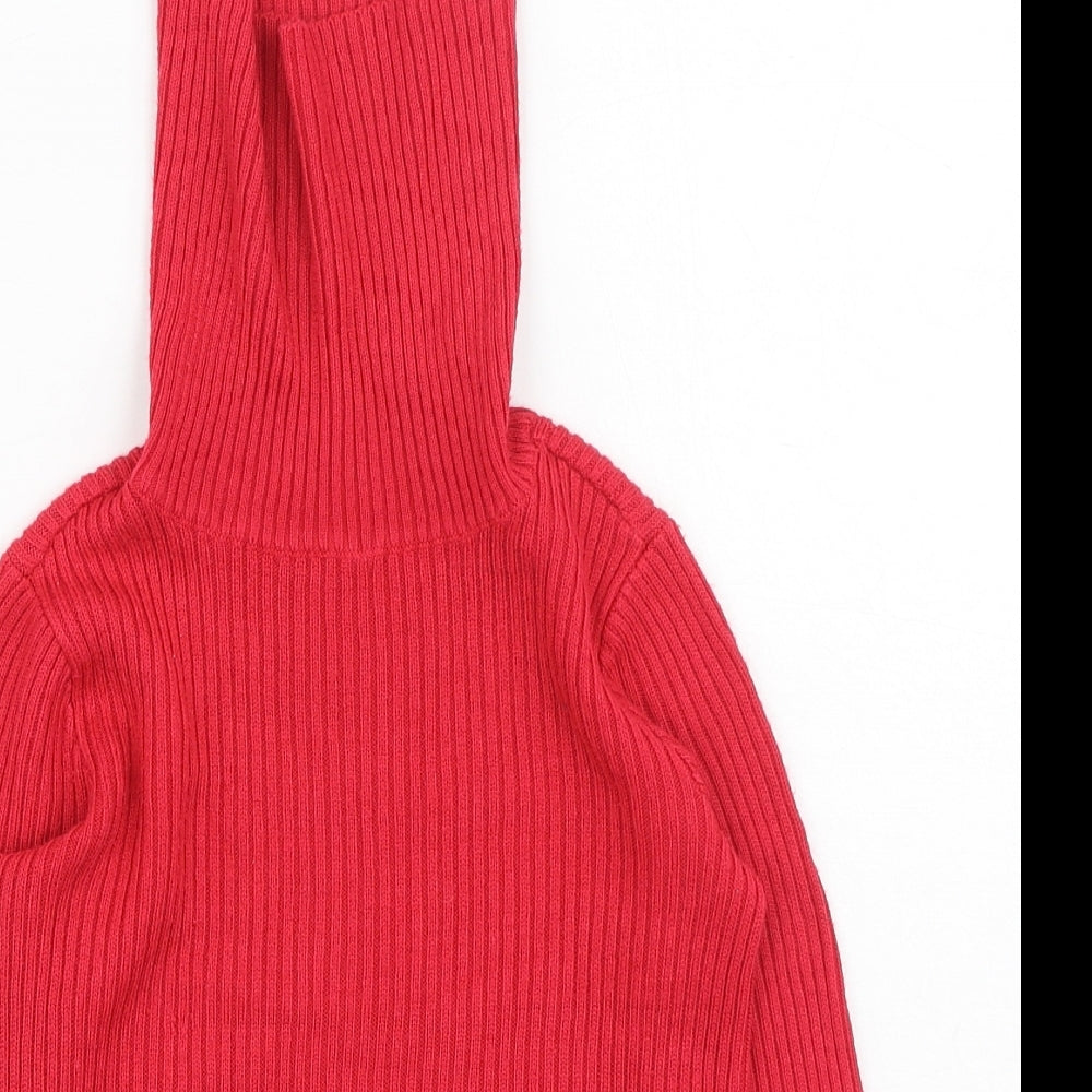 F&F Girls Red High Neck  Acrylic Pullover Jumper Size 6-7 Years