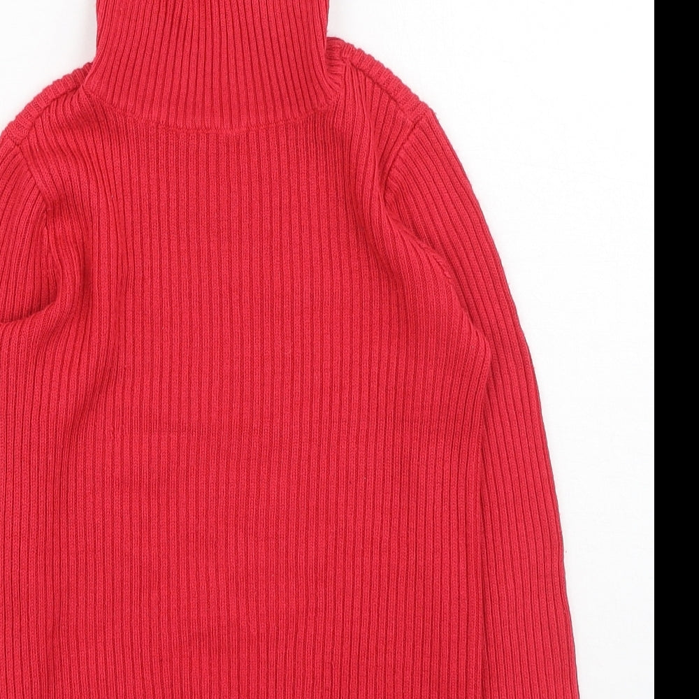 F&F Girls Red High Neck  Acrylic Pullover Jumper Size 6-7 Years