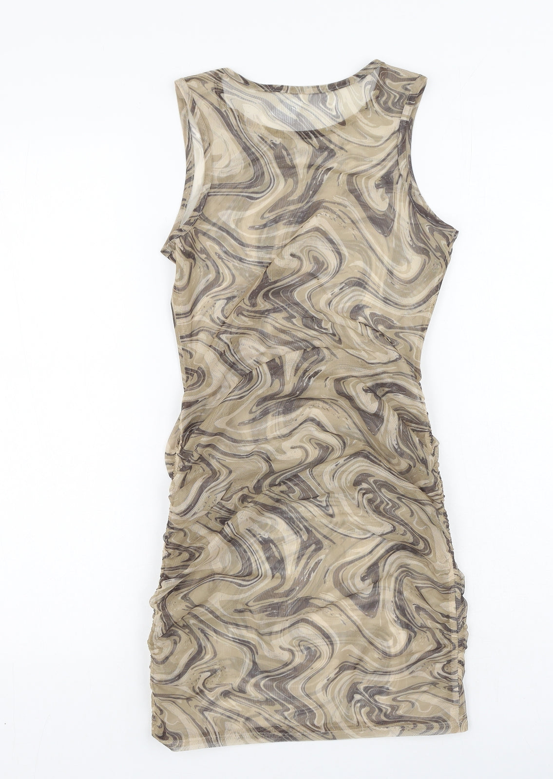 Preworn Womens Brown Camouflage Polyester Bodycon  Size S  Round Neck