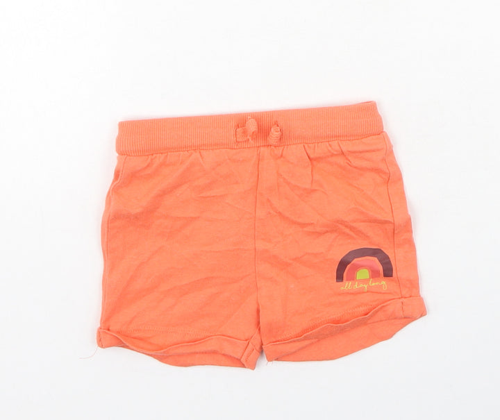 F&F Boys Orange Cotton Jogger Trousers Size 3-6 Months