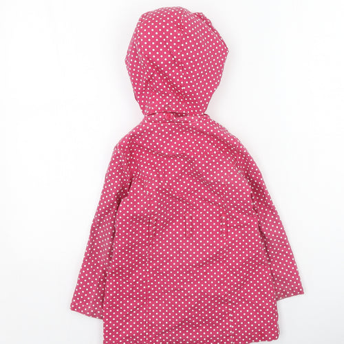 Preworn Girls Pink Polka Dot  Basic Coat Coat Size 4-5 Years