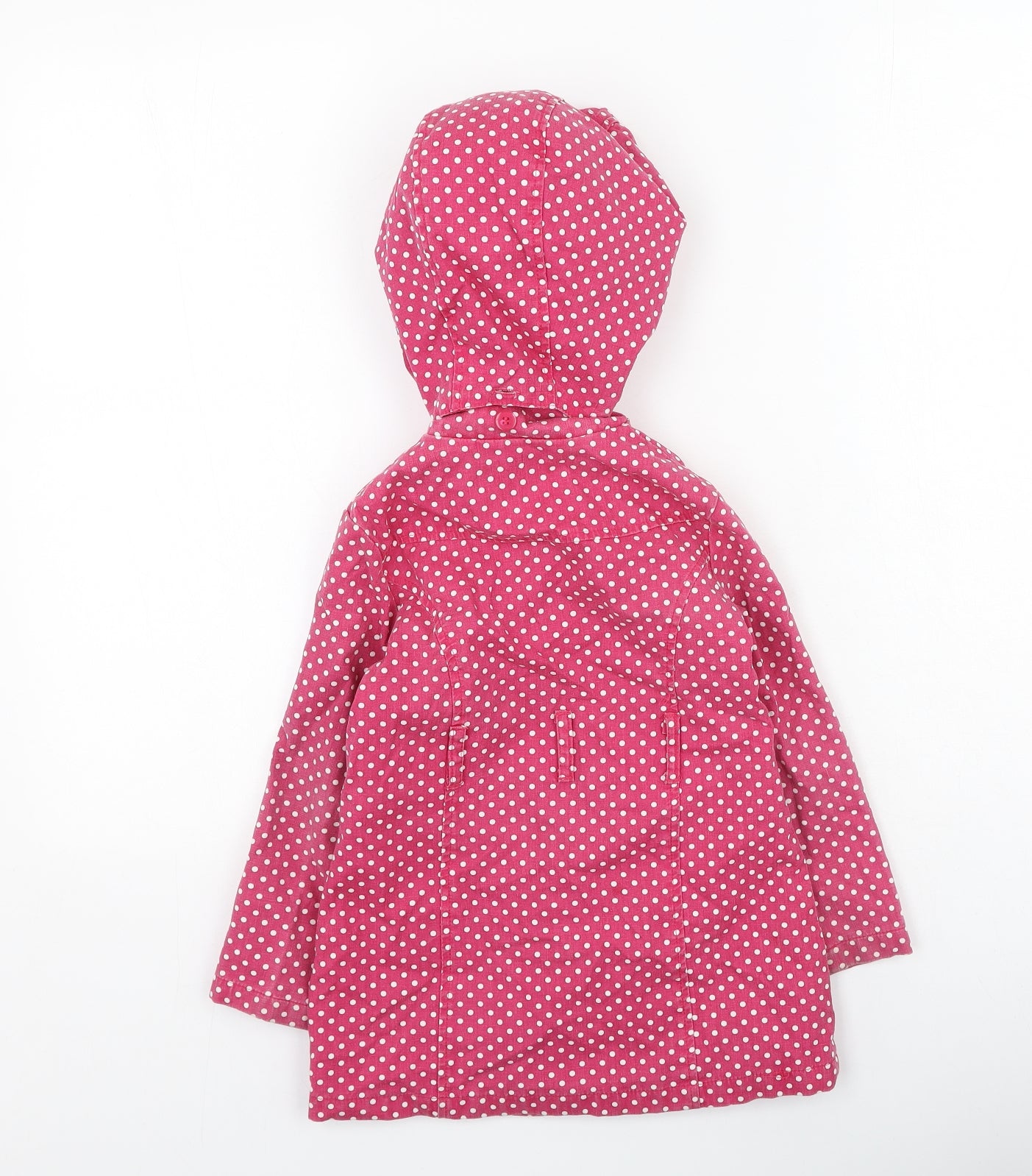 Preworn Girls Pink Polka Dot  Basic Coat Coat Size 4-5 Years