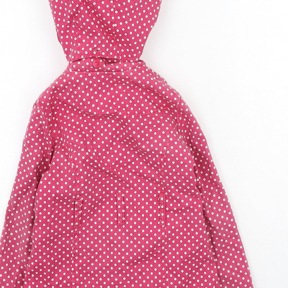 Preworn Girls Pink Polka Dot  Basic Coat Coat Size 4-5 Years