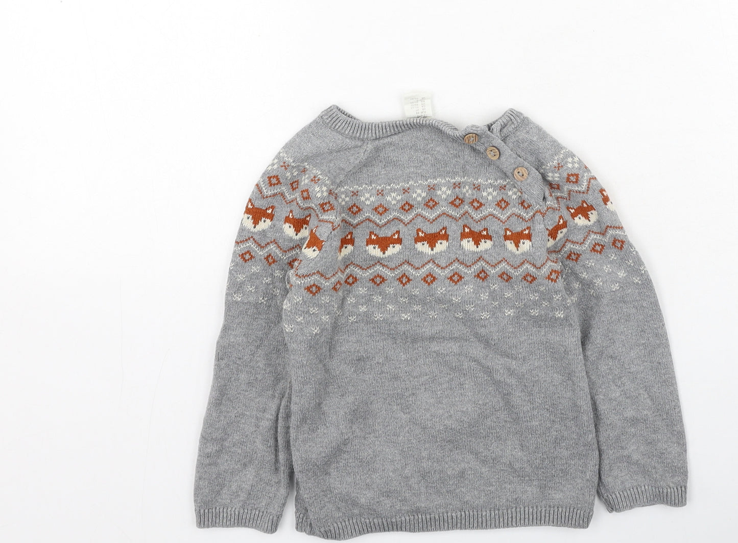 H&M Boys Grey  Cotton Pullover Jumper Size 24 Months