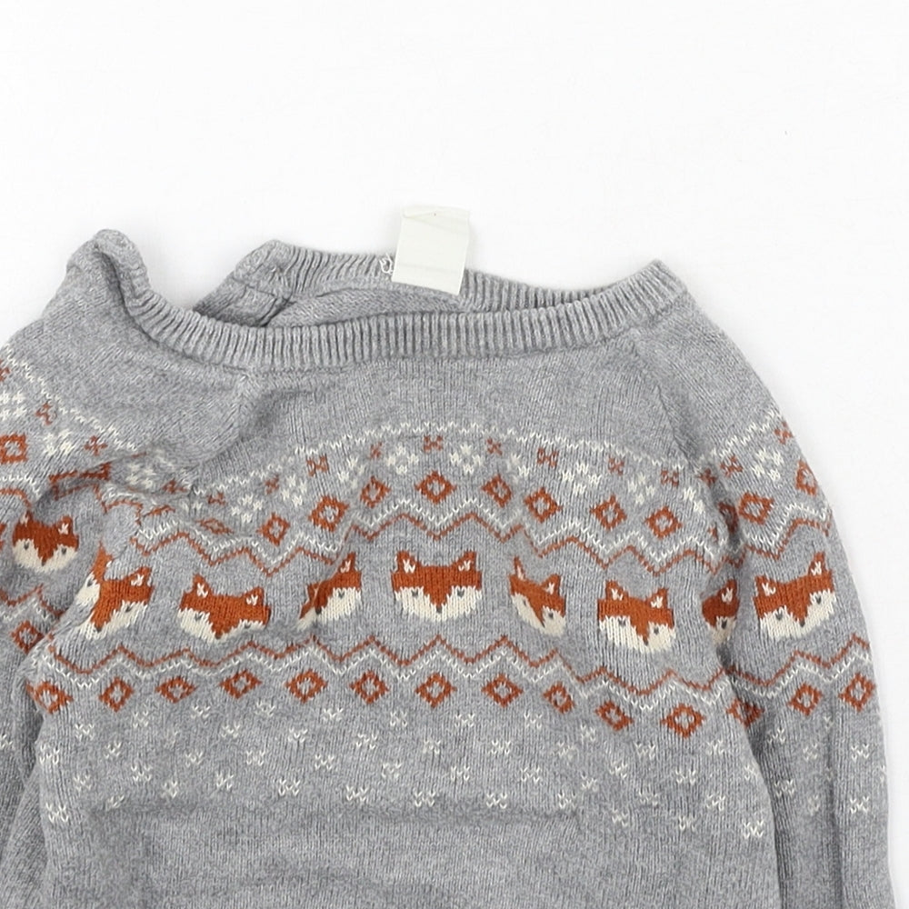 H&M Boys Grey  Cotton Pullover Jumper Size 24 Months