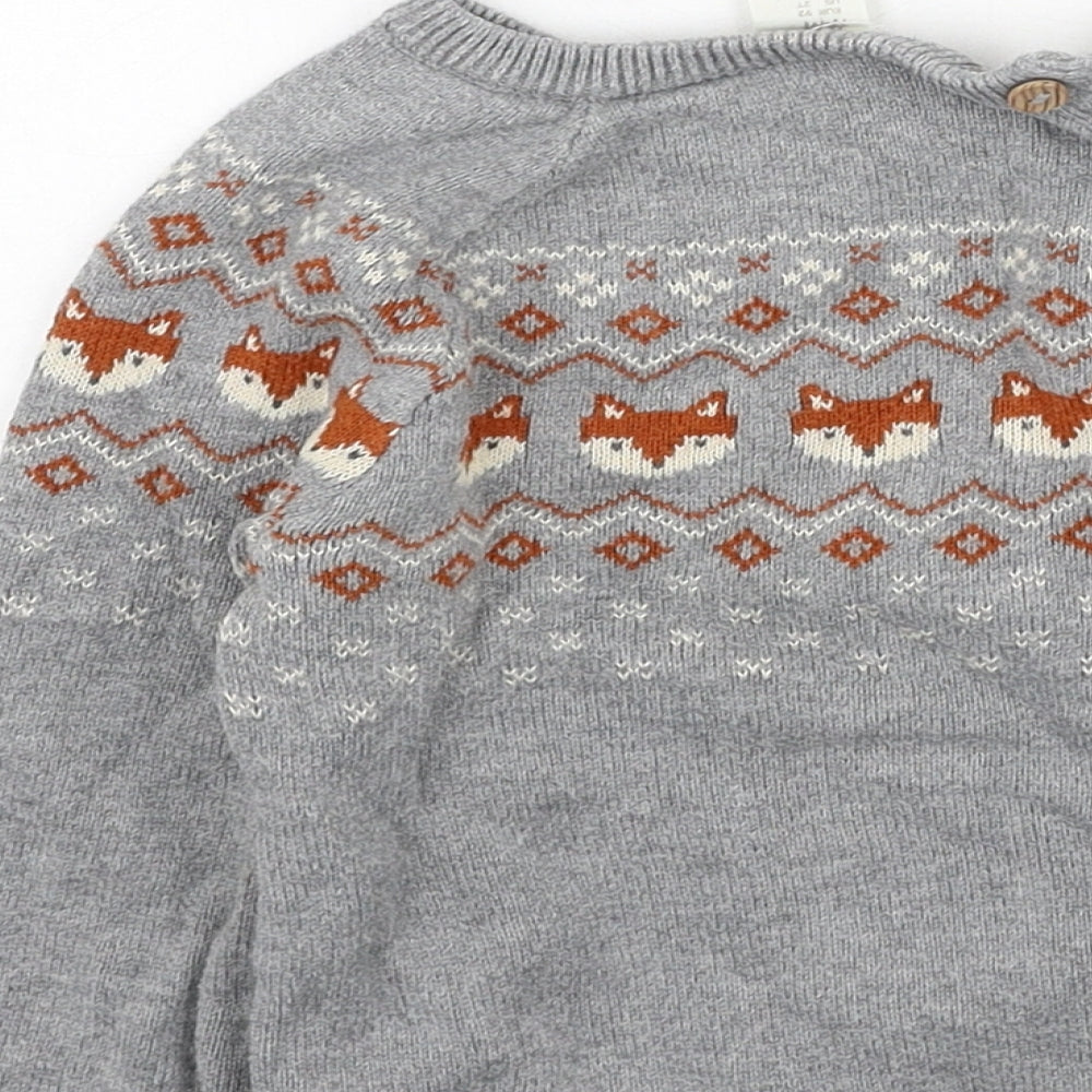 H&M Boys Grey  Cotton Pullover Jumper Size 24 Months