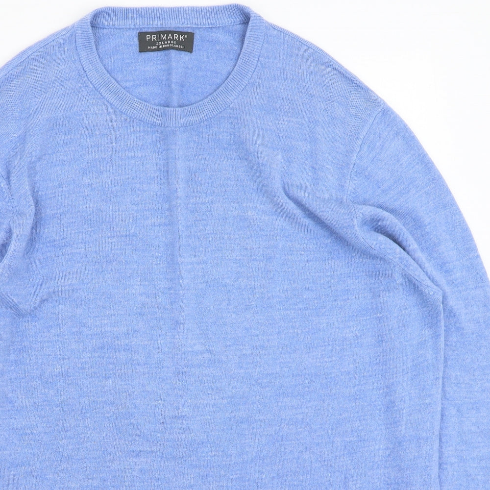 Primark  Womens Blue Round Neck  Cotton Pullover Jumper Size 2XL