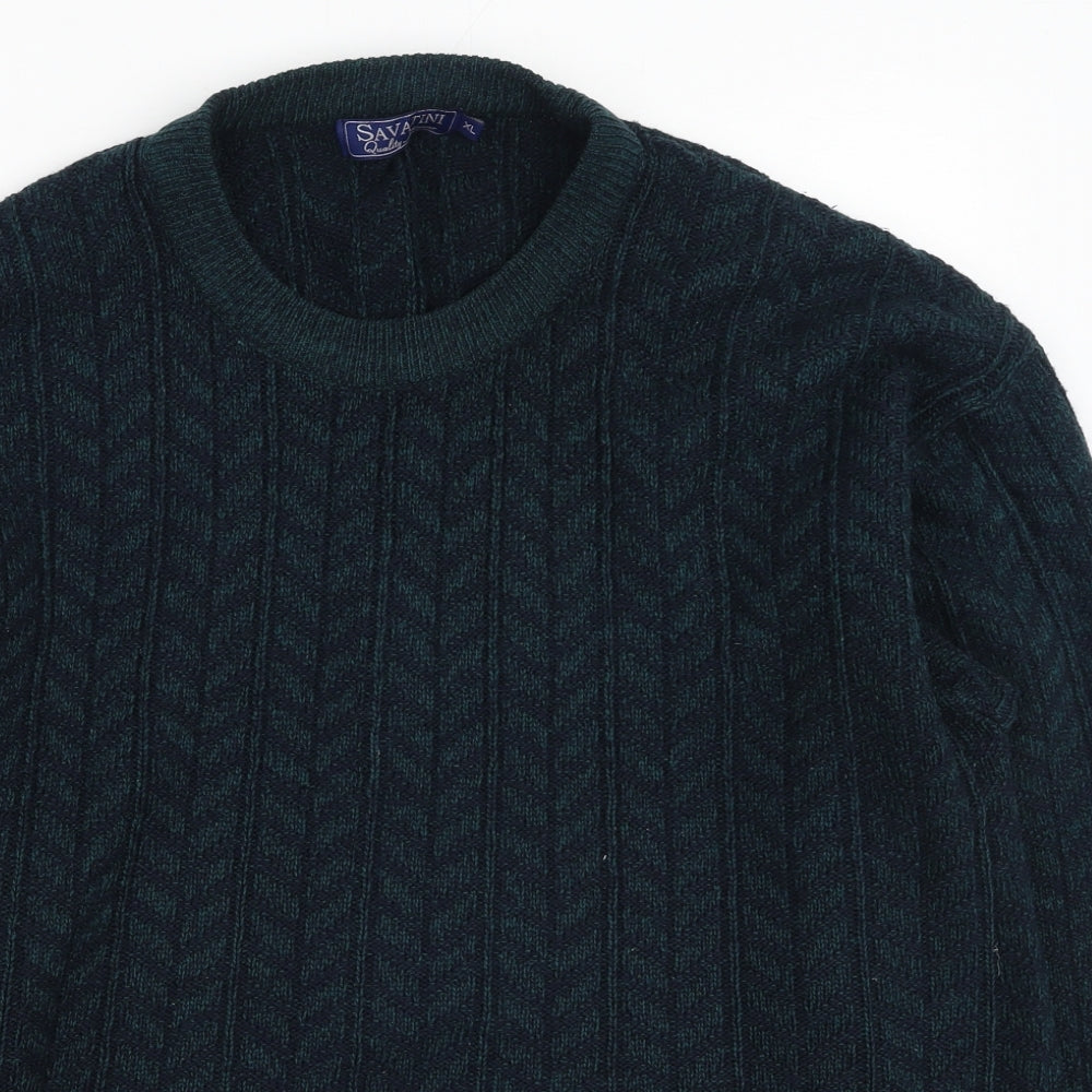 savatini Womens Green Round Neck  Acrylic Pullover Jumper Size XL