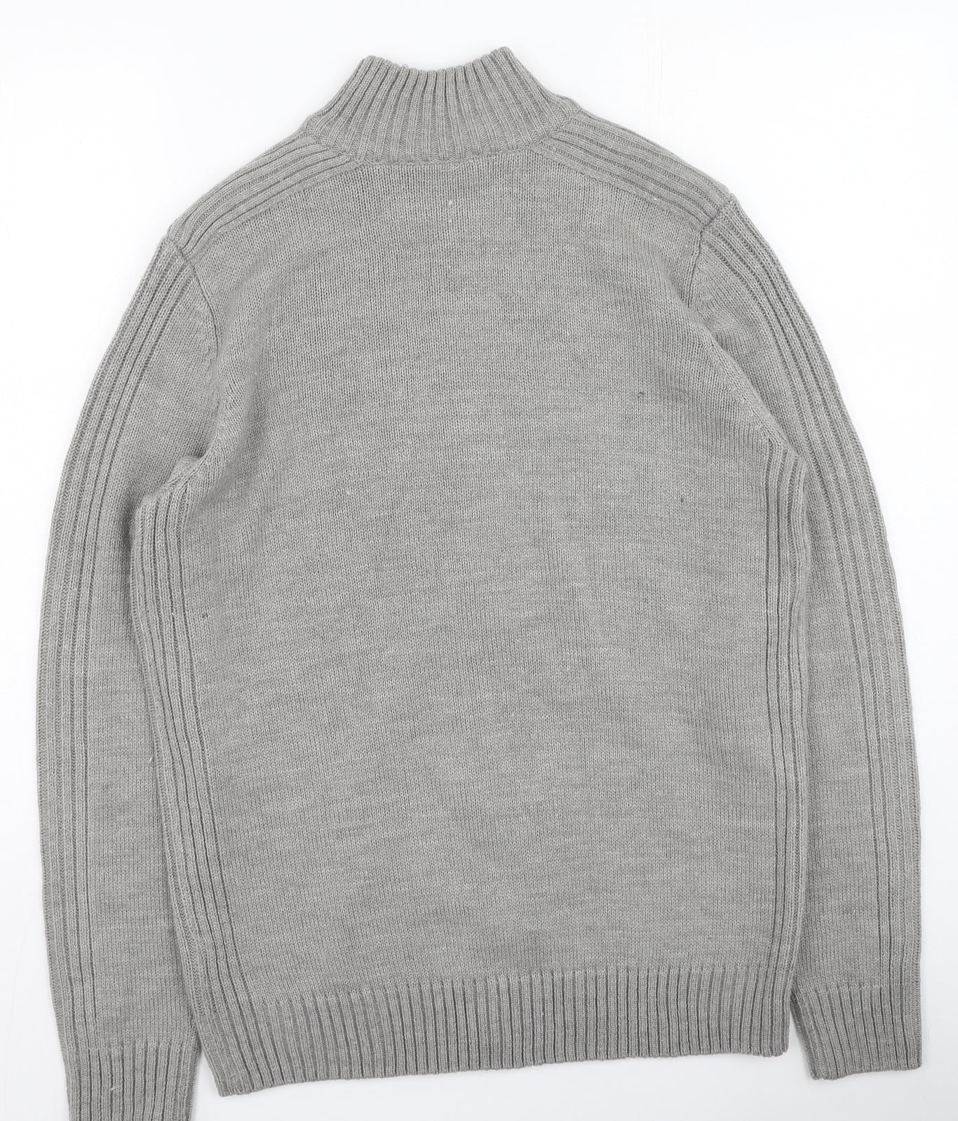 Kensington Mens Grey High Neck  Acrylic Full Zip Jumper Size L