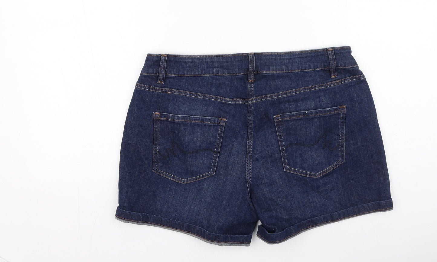 NEXT Womens Blue  Cotton Mom Shorts Size 14 L5.5 in Regular