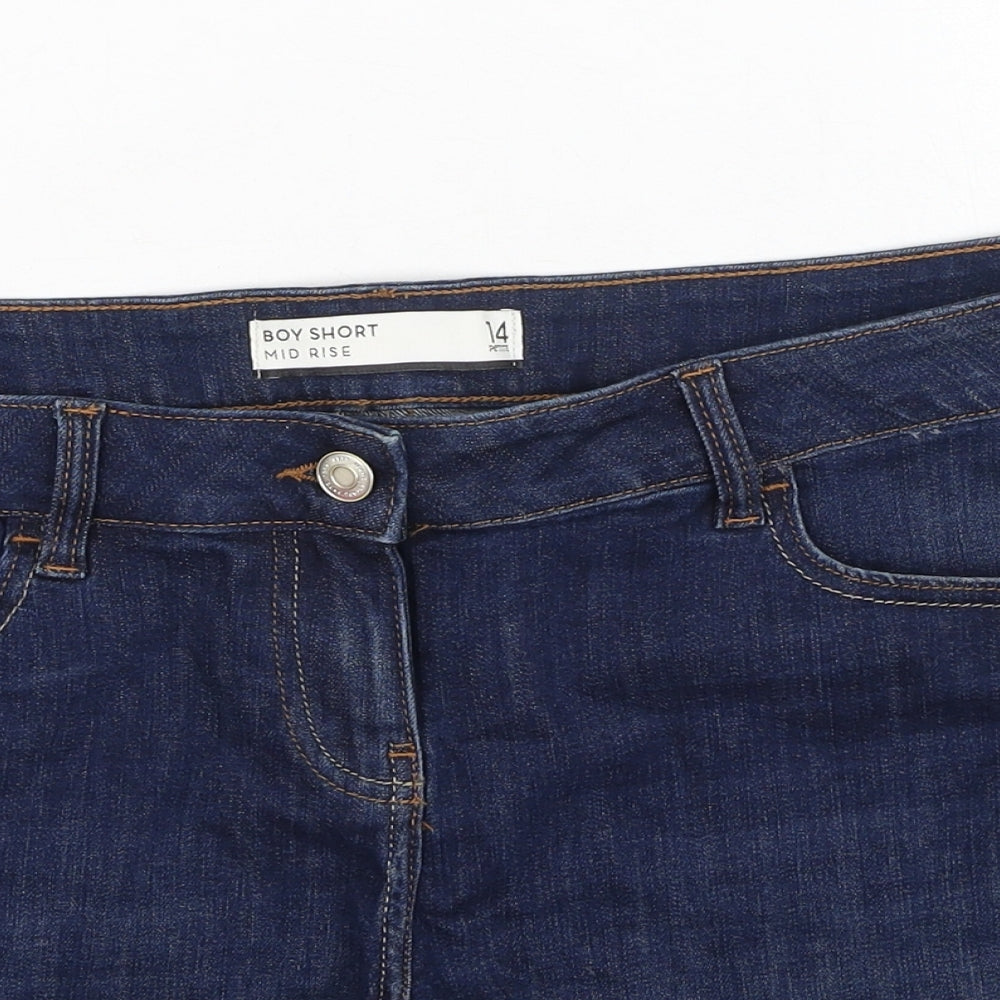 NEXT Womens Blue  Cotton Mom Shorts Size 14 L5.5 in Regular