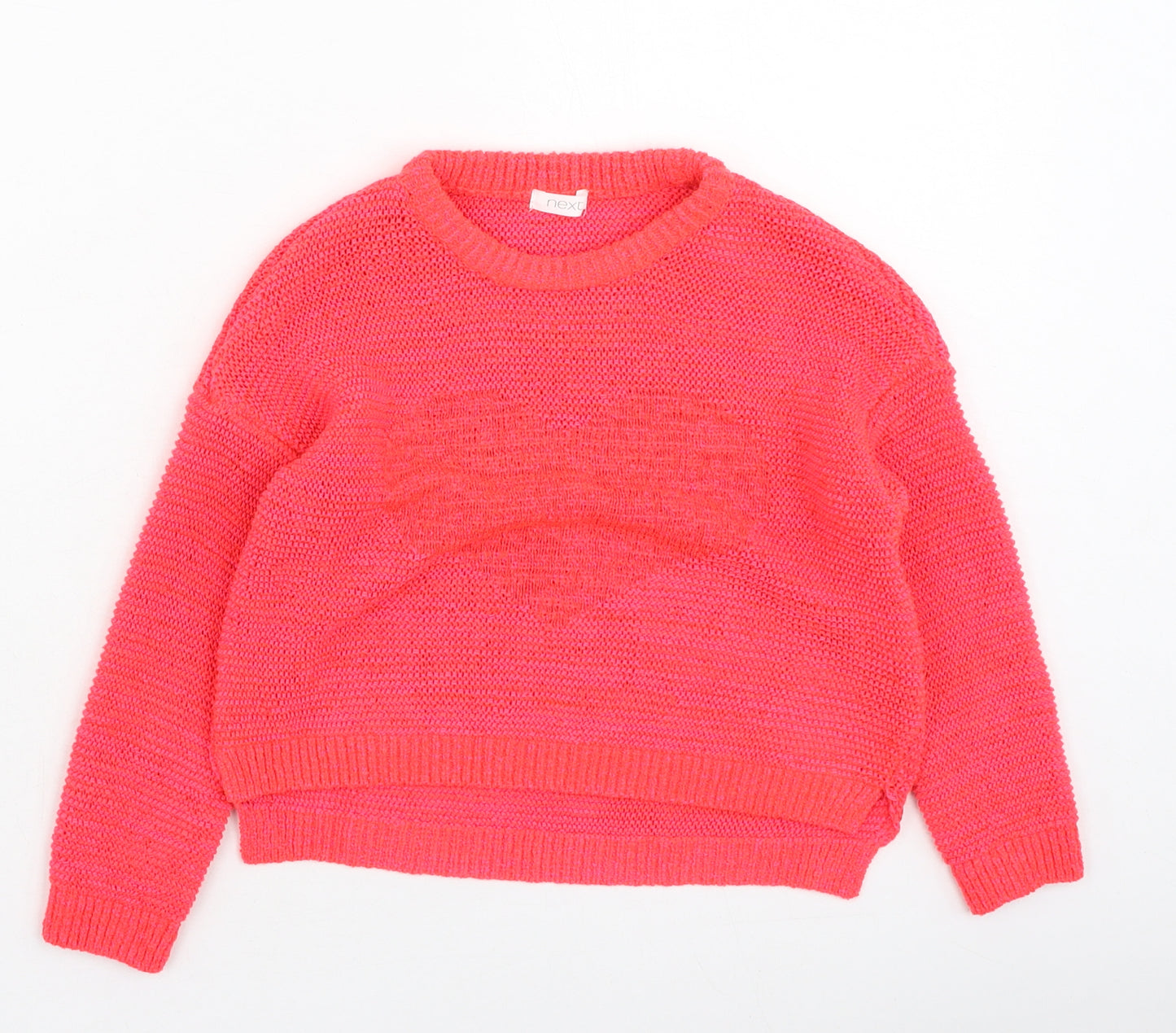 NEXT Girls Pink Round Neck  Acrylic Pullover Jumper Size 3 Years
