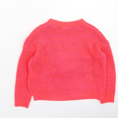 NEXT Girls Pink Round Neck  Acrylic Pullover Jumper Size 3 Years