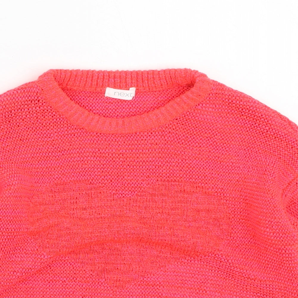 NEXT Girls Pink Round Neck  Acrylic Pullover Jumper Size 3 Years